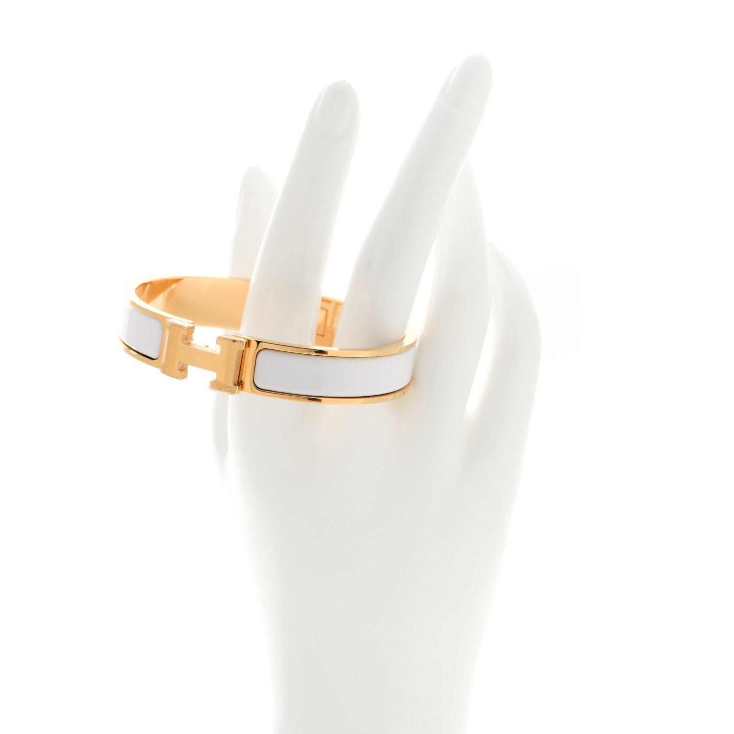 Hermes Enamel Narrow Clic Clac H Bracelet GM White 2 of 5