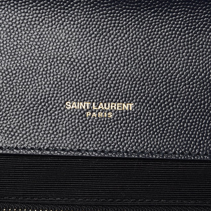 Saint Laurent Grain De Poudre Mixed Matelasse Large Triquilt Monogram Satchel Deep Marine 7 of 8