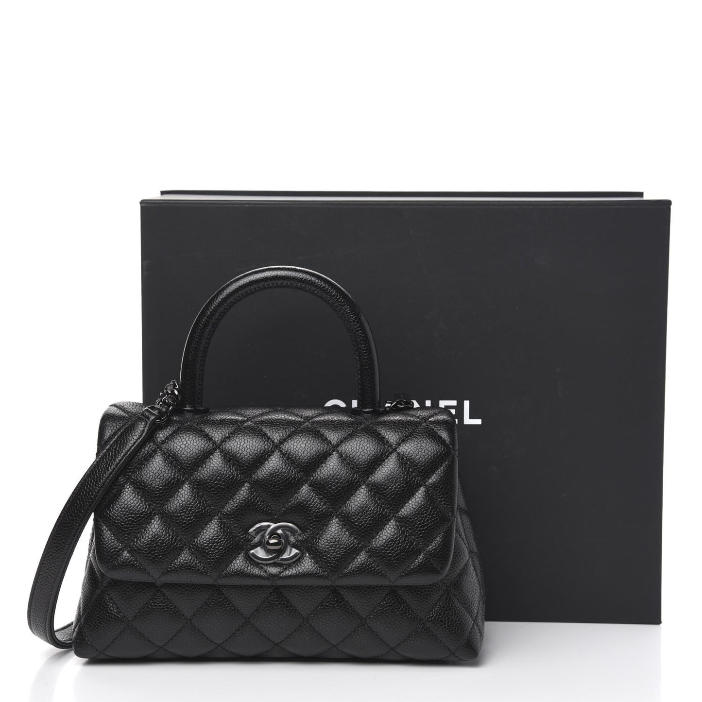 Caviar Quilted Mini Coco Handle Flap So Black