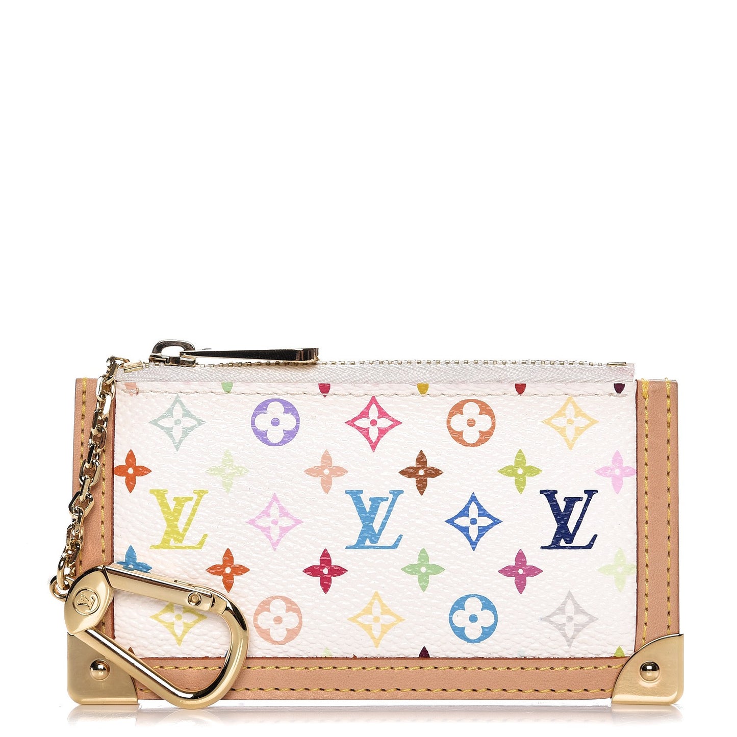 Monogram Multicolor Key Pouch White