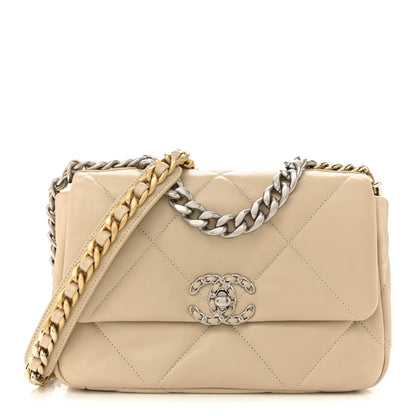 Chanel Lambskin Quilted Medium Chanel 19 Flap Beige 1 of 12