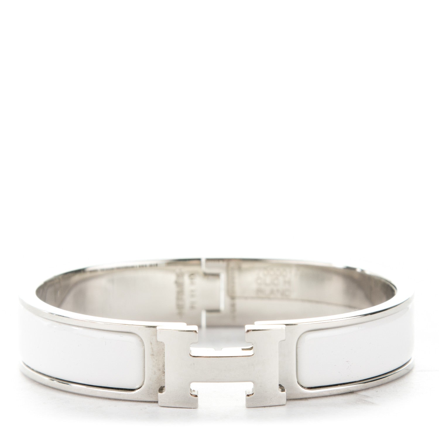 Hermes Enamel Narrow Clic Clac H Bracelet PM White 1 of 4