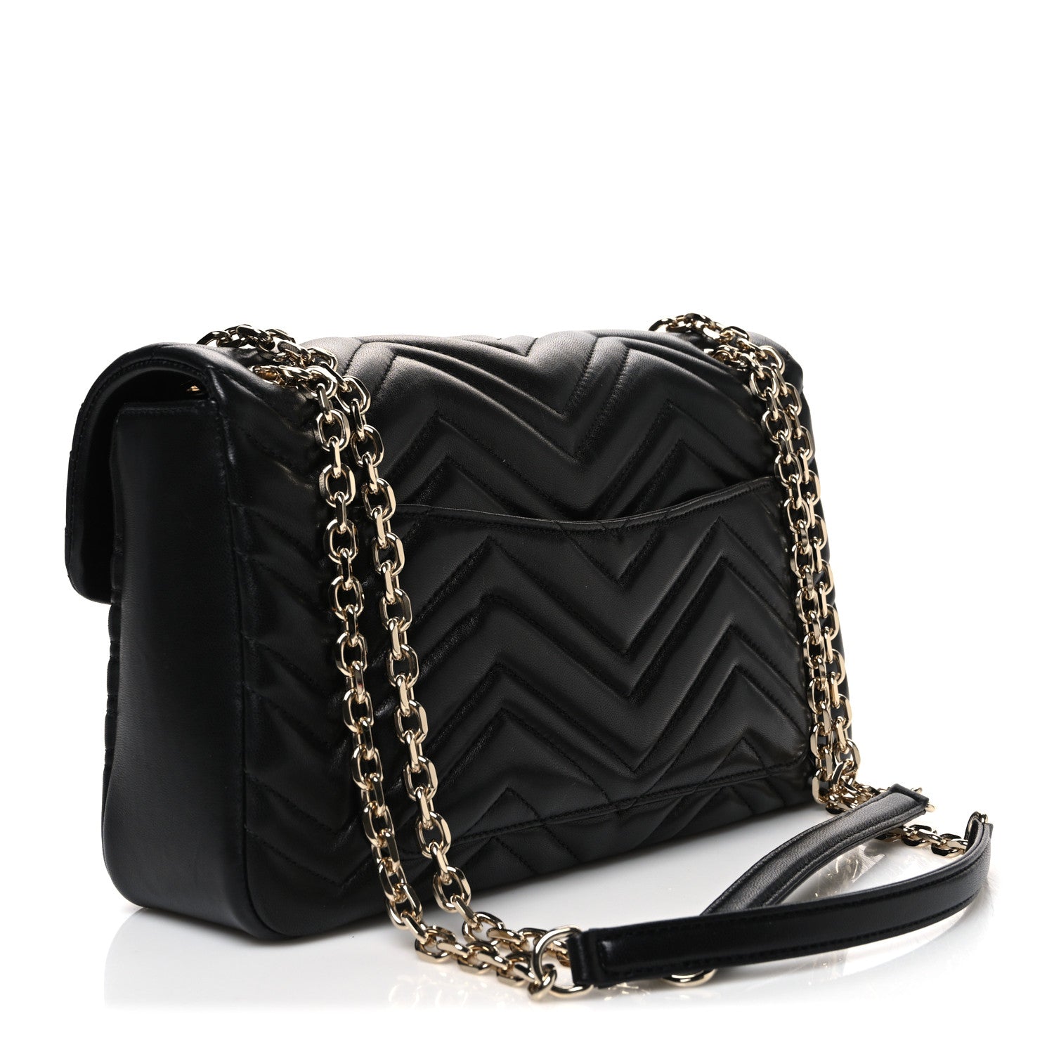 Gucci Lambskin Matelasse Large GG Marmont Shoulder Bag Black 3 of 10