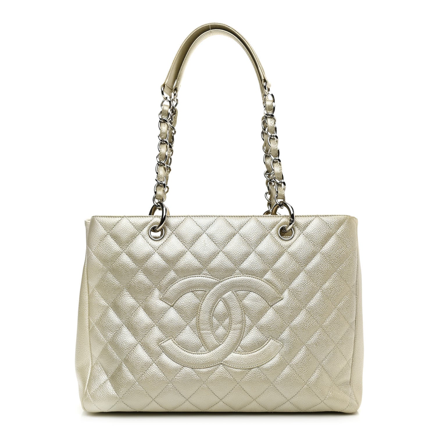 Chanel Metallic Caviar Quilted Grand Shopping Tote GST Light Gold 1 of 13