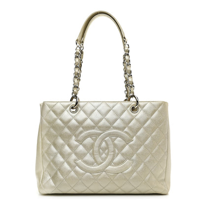 Chanel Metallic Caviar Quilted Grand Shopping Tote GST Light Gold 1 of 13
