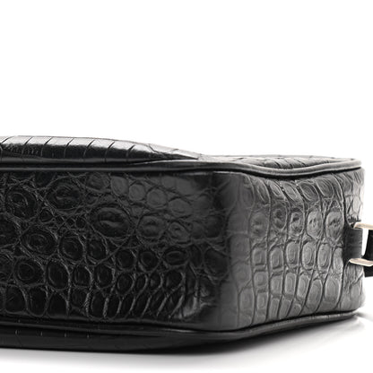 Saint Laurent Calfskin Crocodile Embossed Monogram Lou Camera Bag Black 8 of 8