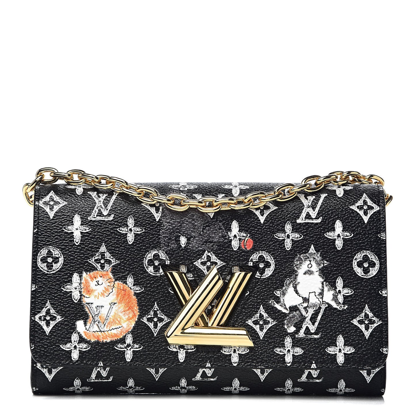 Catogram Twist Chain Wallet Black