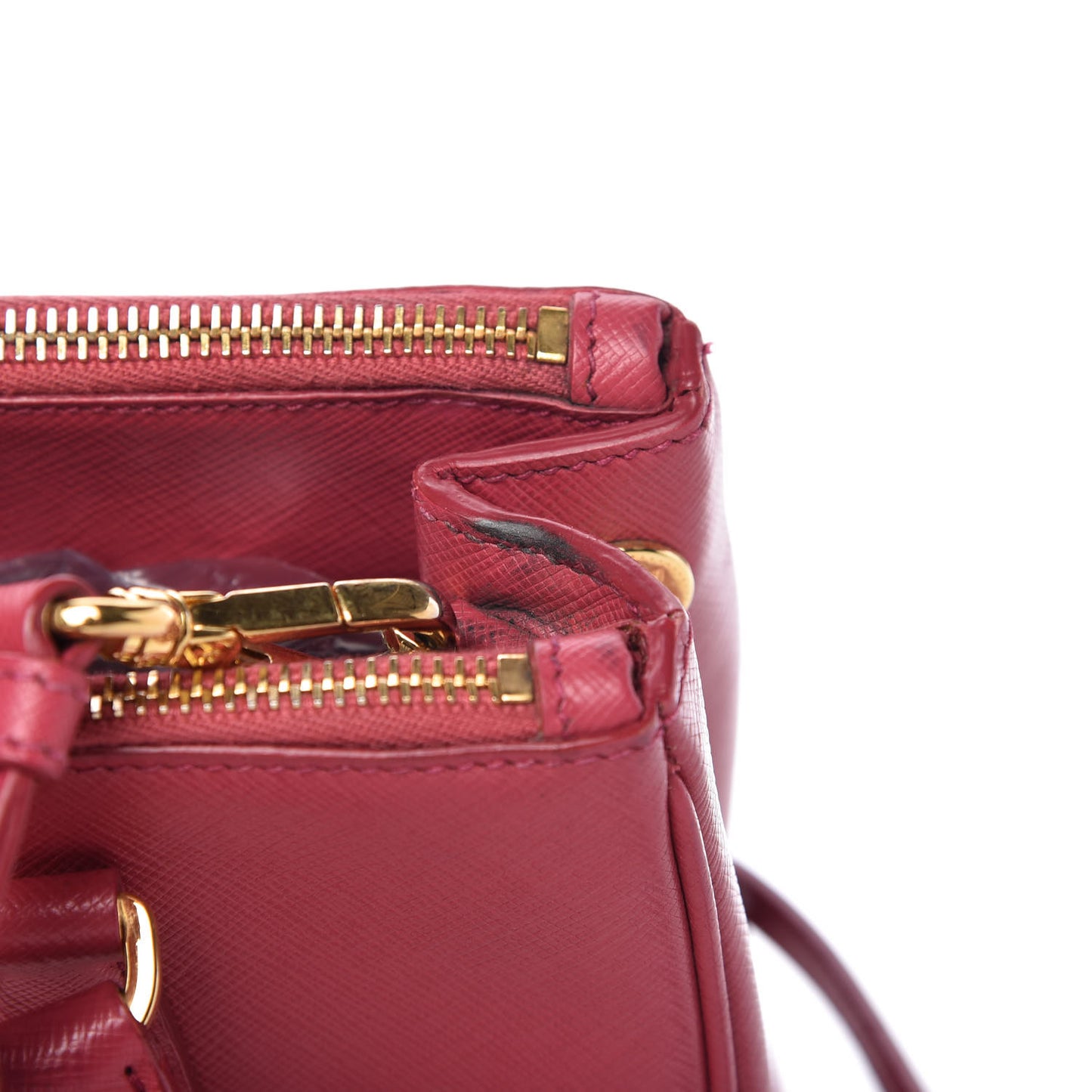 Saffiano Small Galleria Double Zip Tote Fuxia