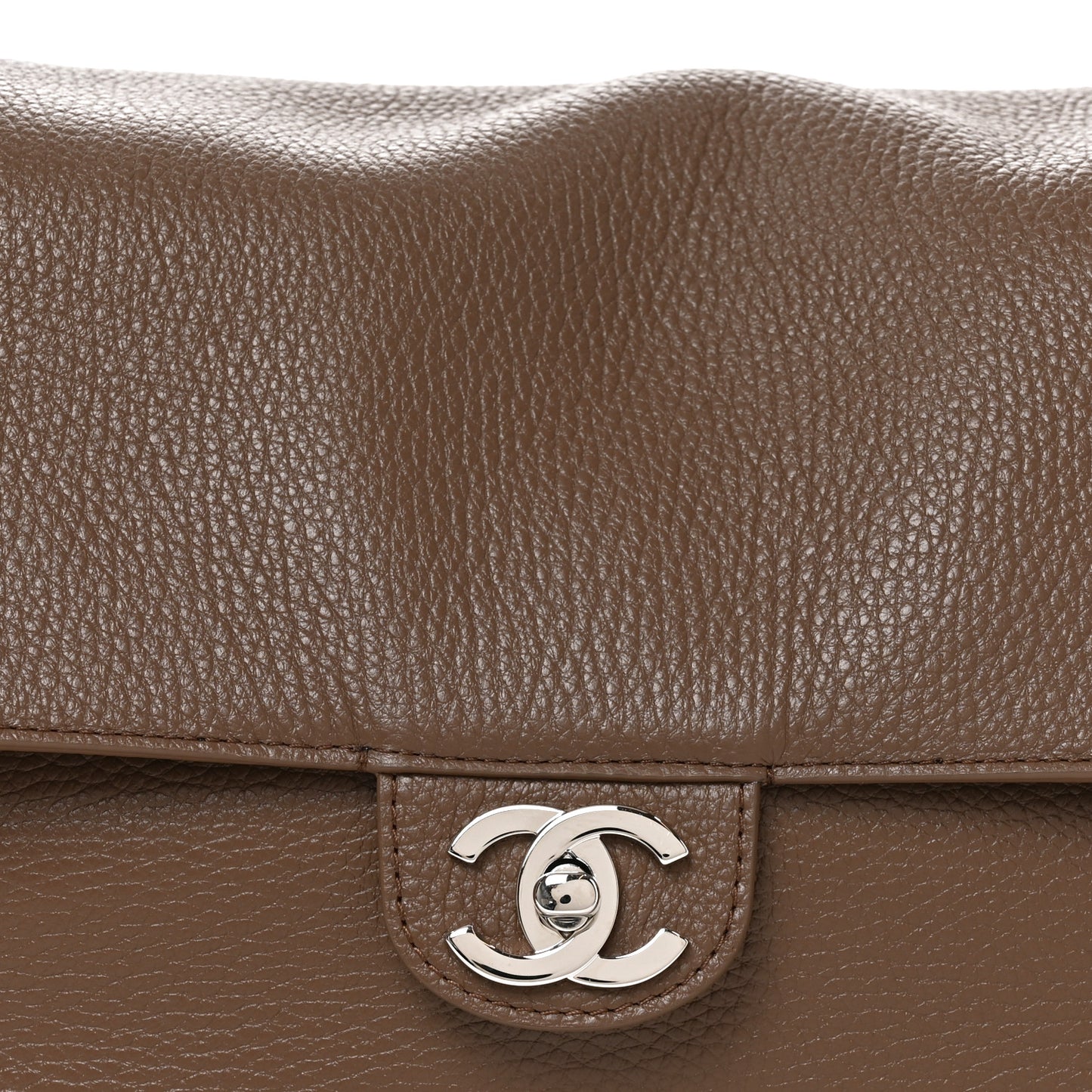 Grained Calfskin Small Souplissimo Maxi Flap Light Brown
