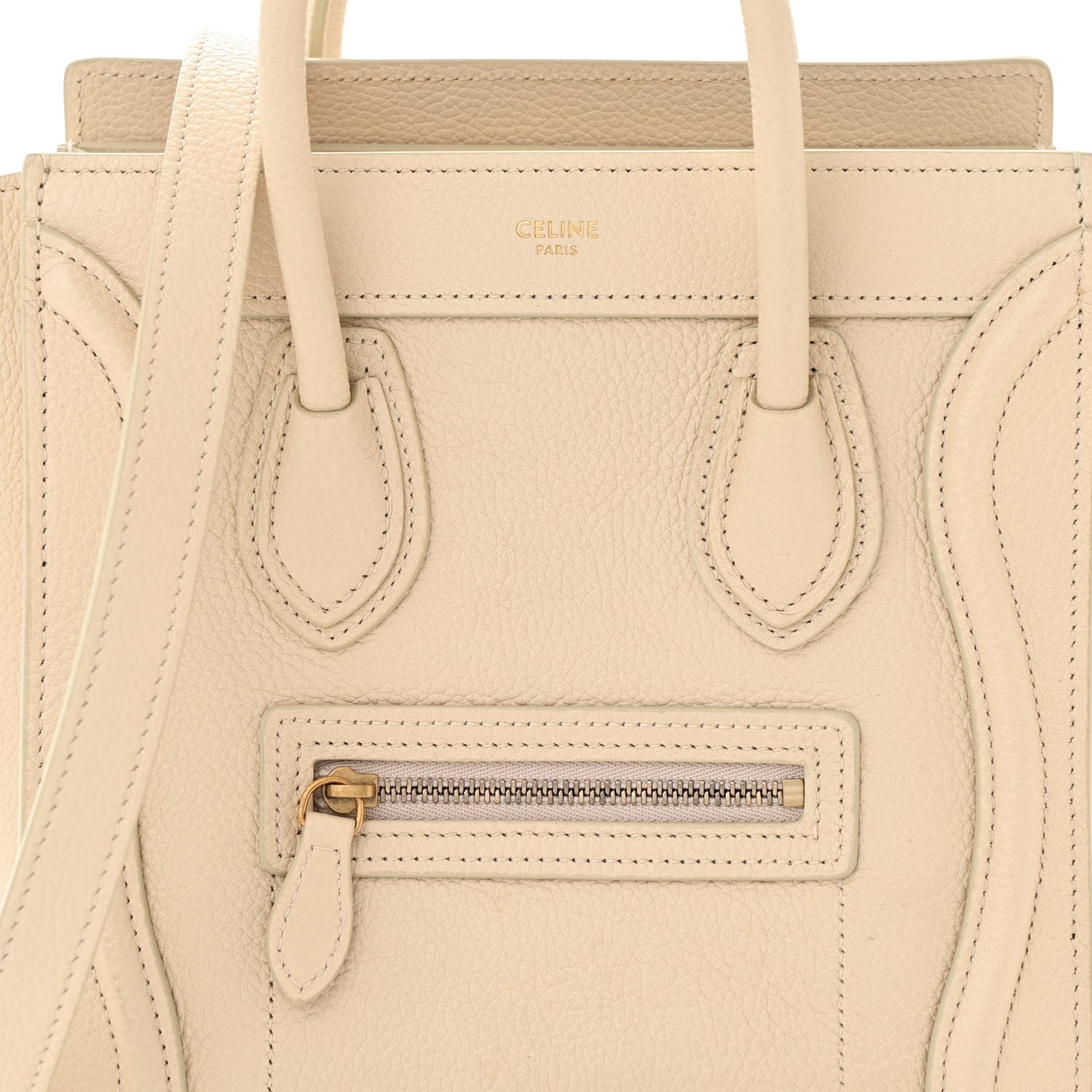 Celine Drummed Calfskin Nano Luggage Ivory 9 of 11