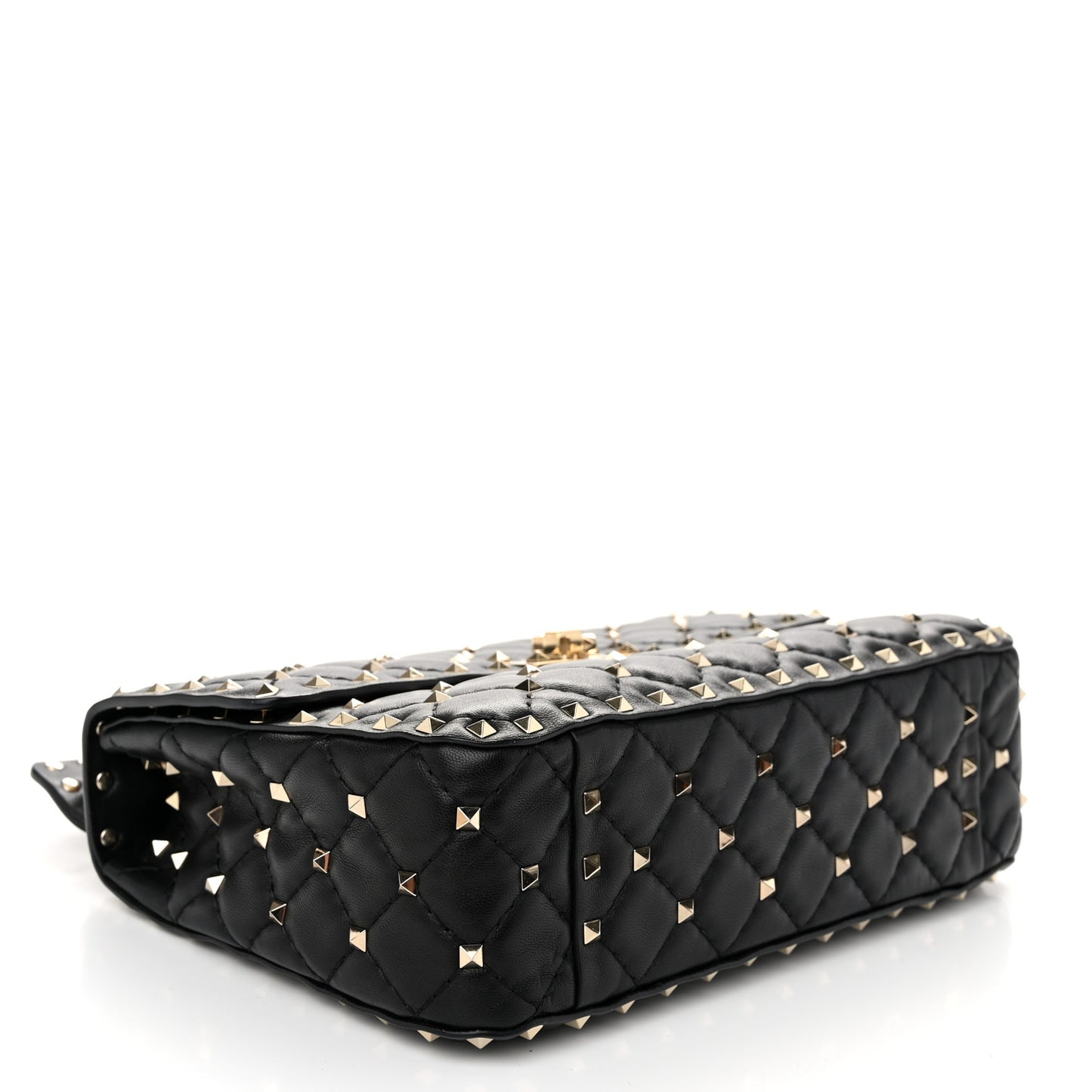 Nappa Medium Rockstud Spike Shoulder Bag Black