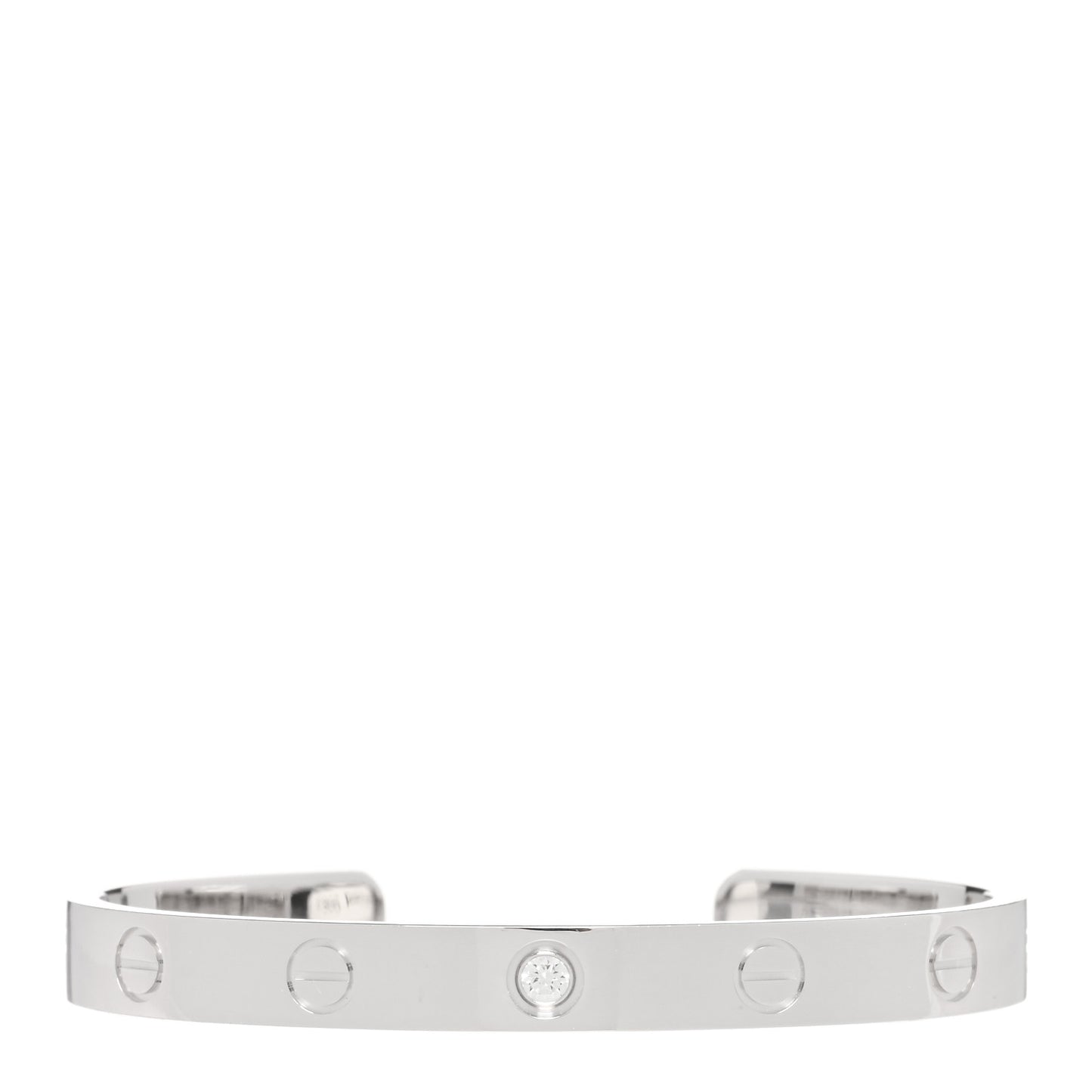 18K White Gold 1 Diamond LOVE Cuff Bracelet 16