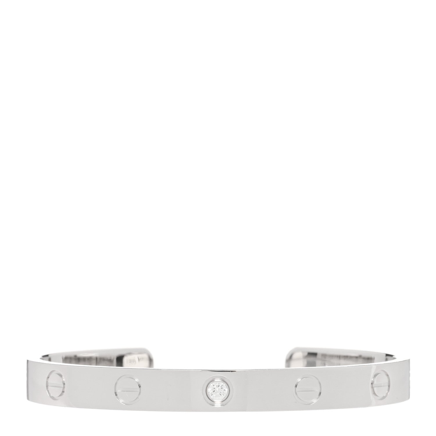 Cartier 18K White Gold 1 Diamond LOVE Cuff Bracelet 16 1 of 3