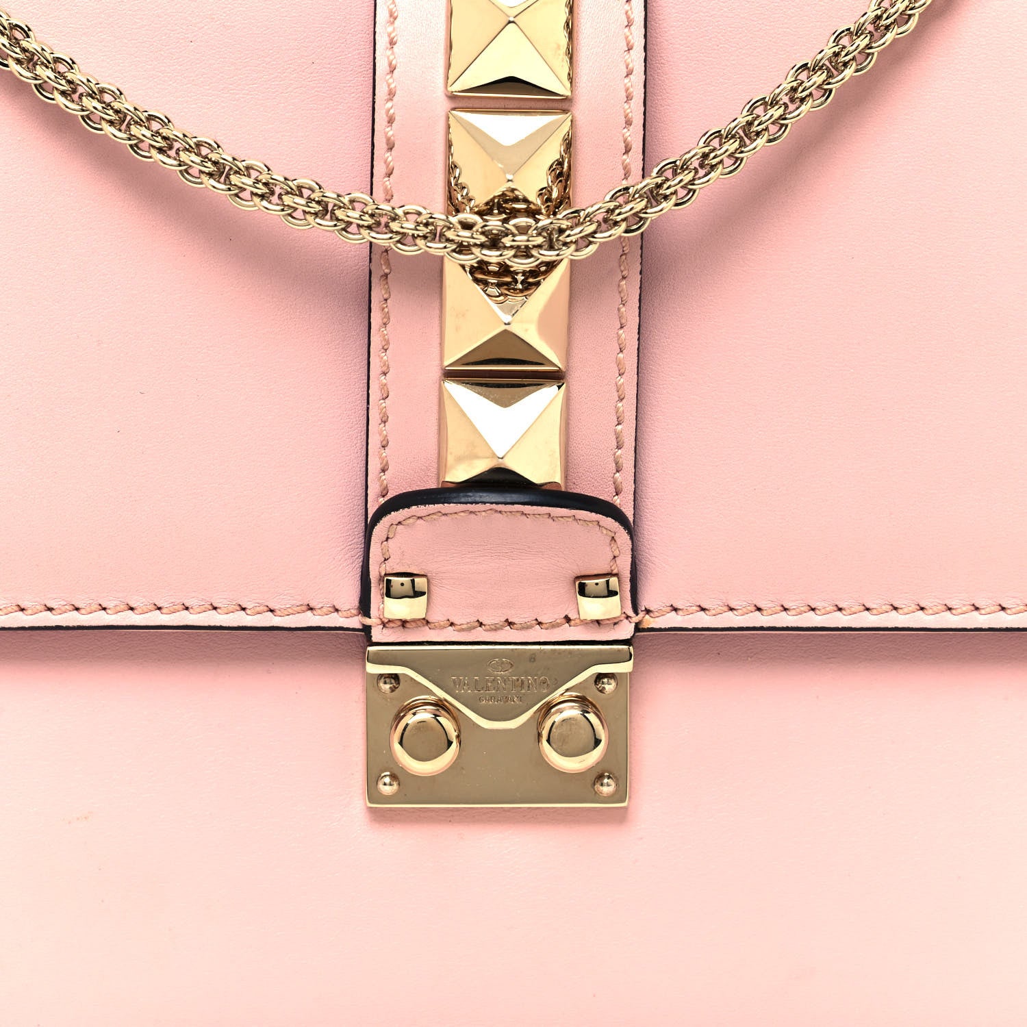 Valentino Garavani Vitello Medium Glam Lock Rockstud Flap Water Rose 7 of 14