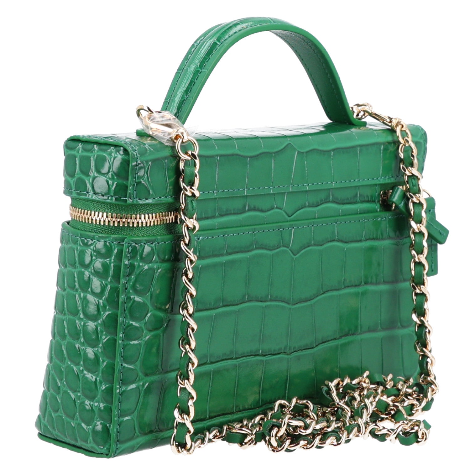Chanel Calfskin Crocodile Embossed Crococo Exoticoco Vanity With Chain Green 3 of 10