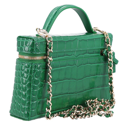 Chanel Calfskin Crocodile Embossed Crococo Exoticoco Vanity With Chain Green 3 of 10