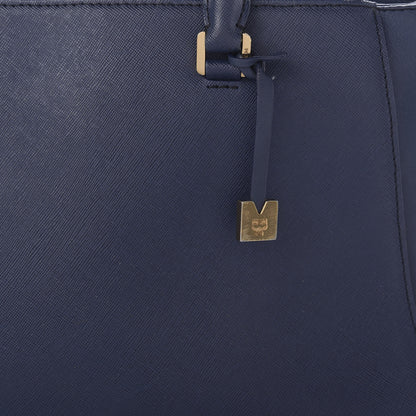 MCM Saffiano Top Handle Tote Blue 9 of 10