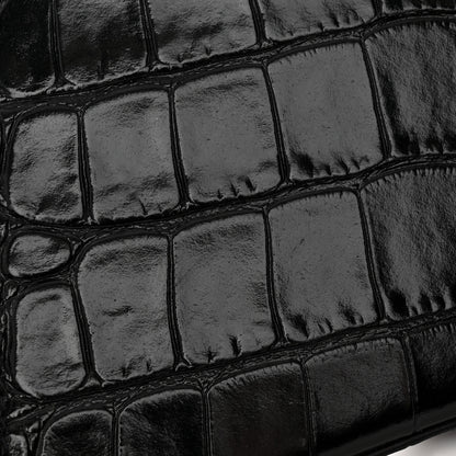 Balenciaga Shiny Calfskin Monochrome Crocodile Embossed Hourglass Top Handle Bag XS Black 17 of 17