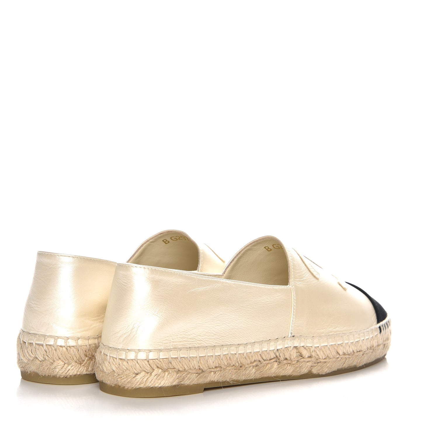Calfskin Grosgrain CC Espadrilles 39 Ivory Black