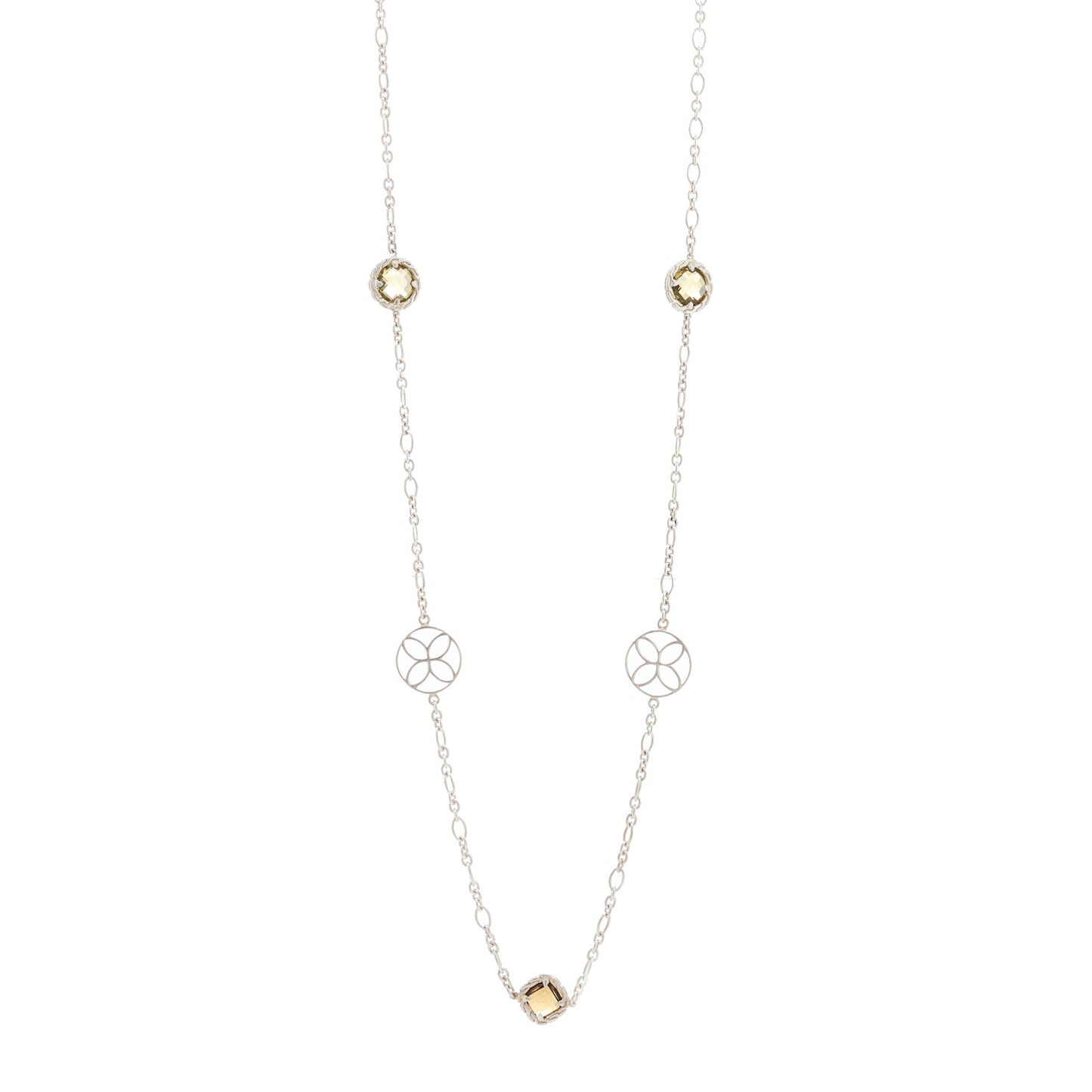 Sterling Silver 18K Yellow Gold Citrine Batu Kawung Station Necklace
