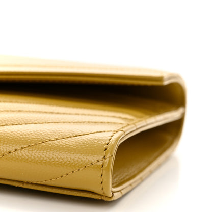 Saint Laurent Grain De Poudre Matelasse Chevron Monogram Envelope Clutch Light Chartreuse 10 of 12