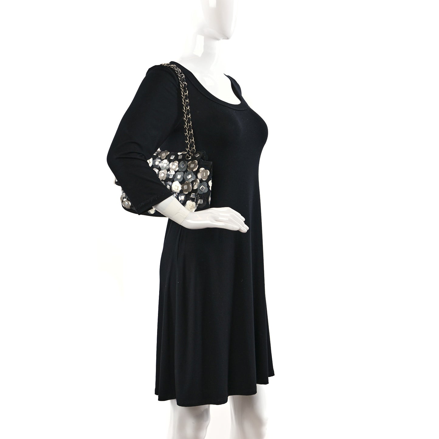 Mesh Paillette Sequin Flap Black