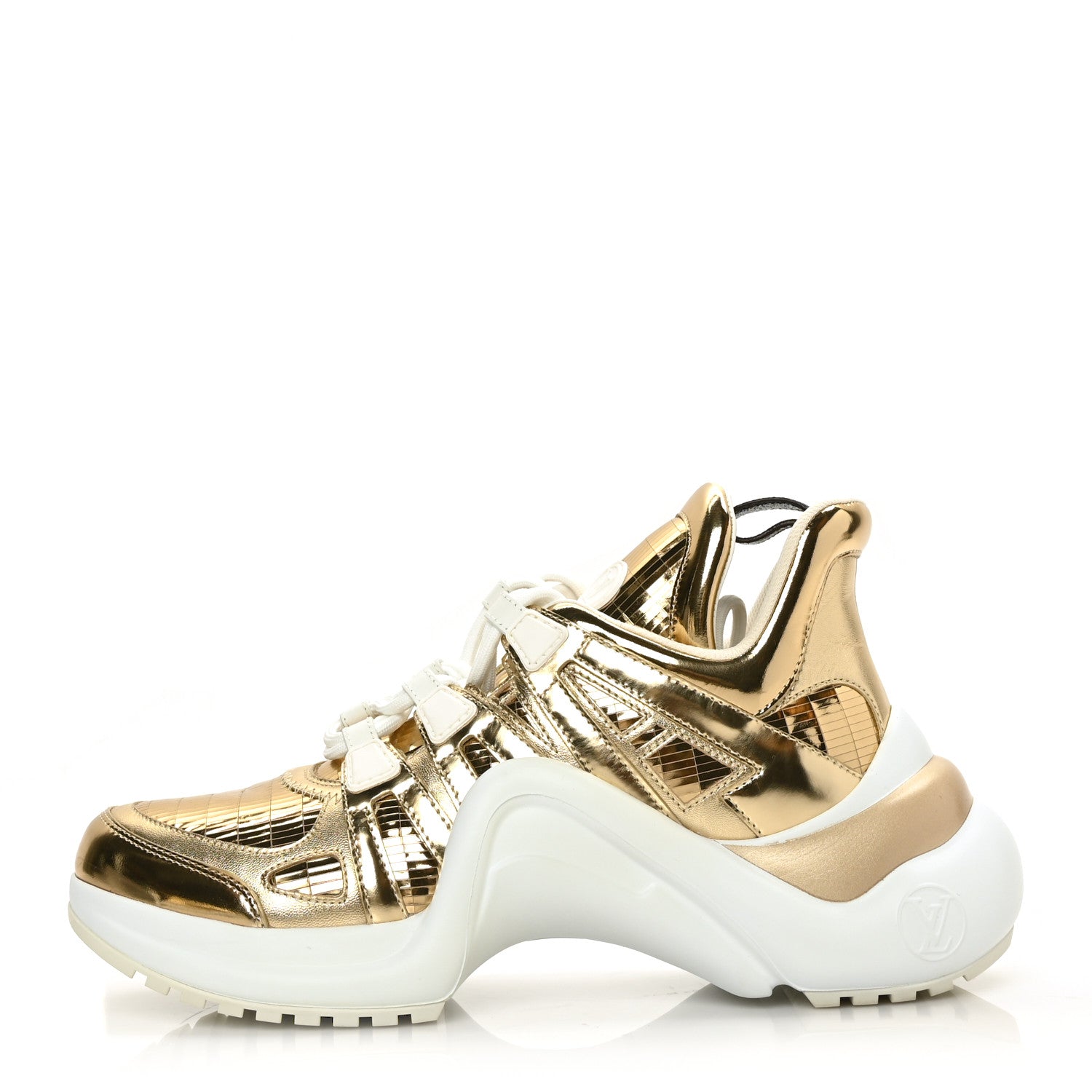 Louis Vuitton Metallic Calfskin Technical Nylon LV Archlight Sneakers 39 Gold White 1 of 7