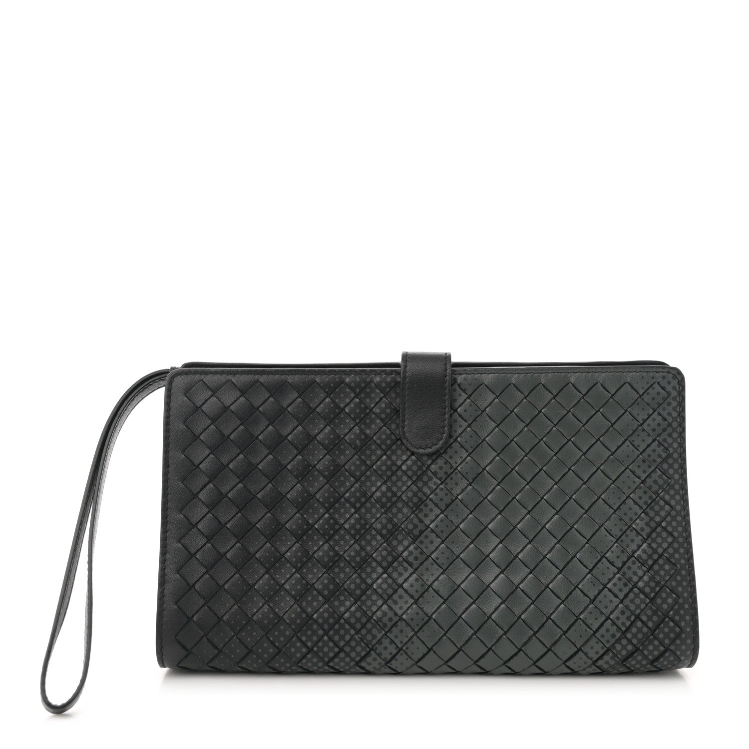 Bottega Veneta Nappa Intrecciato Gradient Spotted Multi-functional Case Wristlet Black Grey 1 of 9