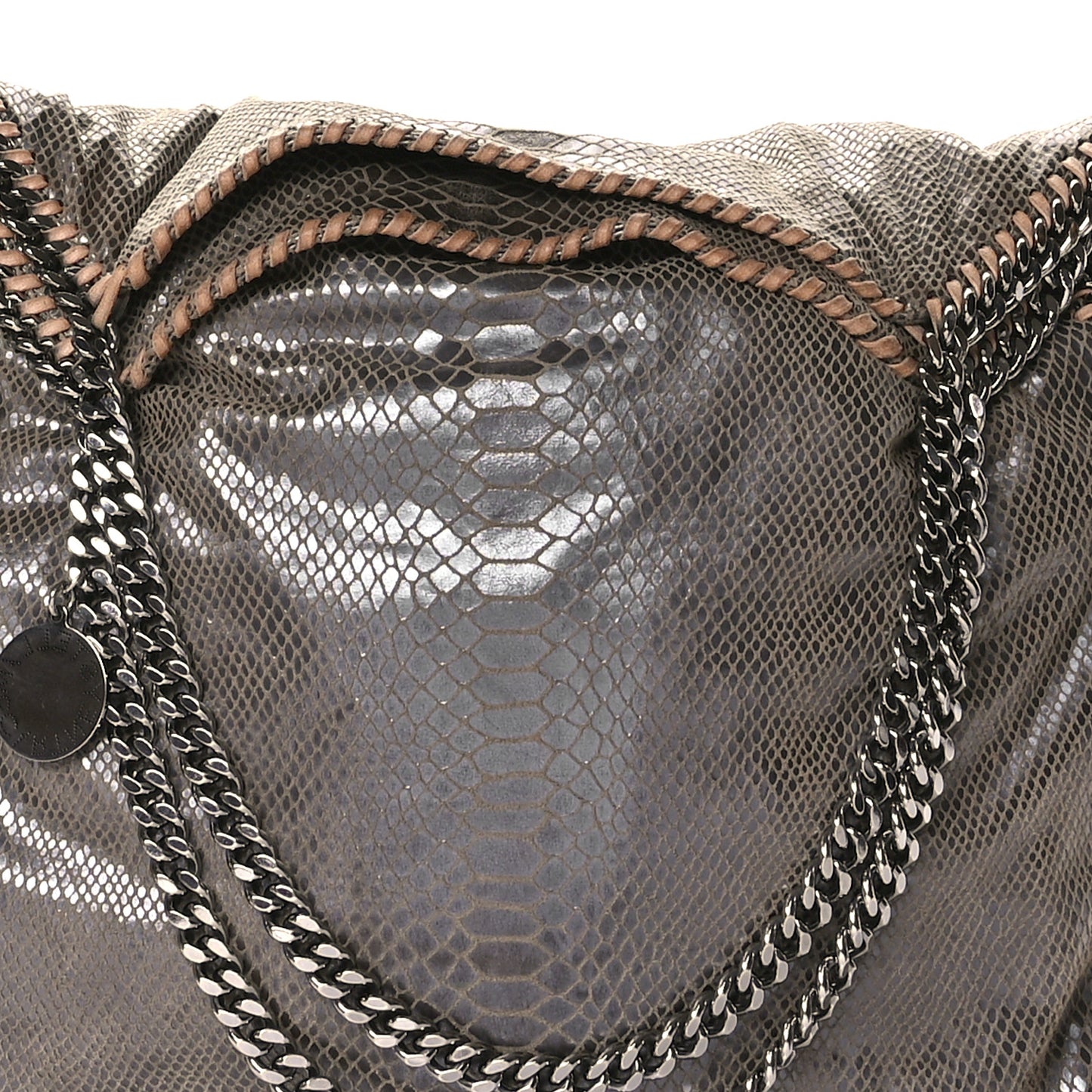 Metallic Eco Python Large Falabella Tote Dark Grey