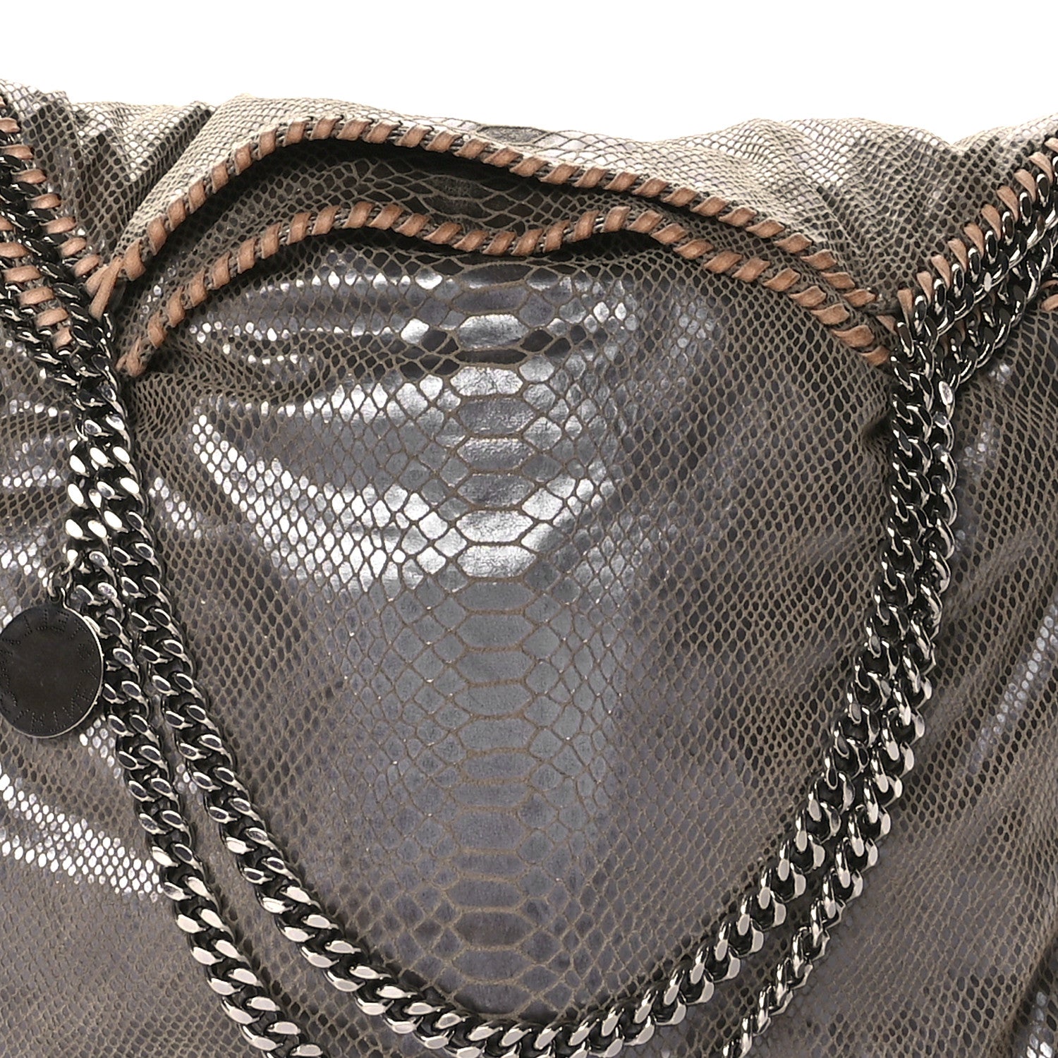 Stella McCartney Metallic Eco Python Large Falabella Tote Dark Grey 8 of 12