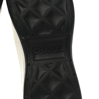 Chanel Velvet Calfskin Mixed Fibers CC Sneakers 37.5 Ivory Black 6 of 10