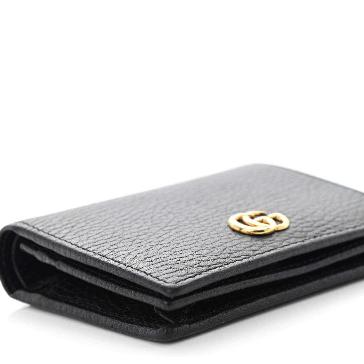 Gucci Pebbled Calfskin GG Marmont Card Case Black 8 of 9