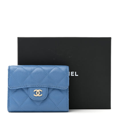 Chanel Caviar Quilted Flap Card Holder Wallet Blue 9 of 9