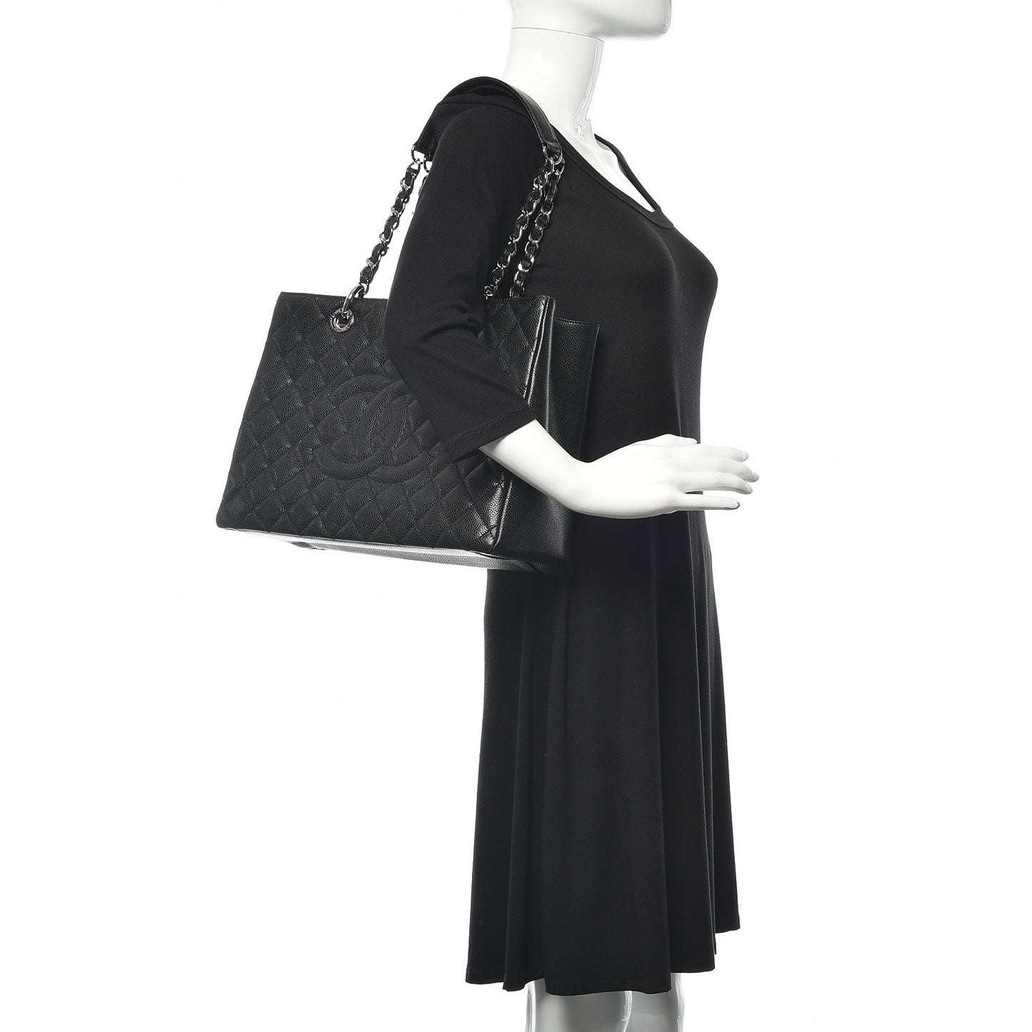 Caviar Quilted Grand Shopping Tote GST Black