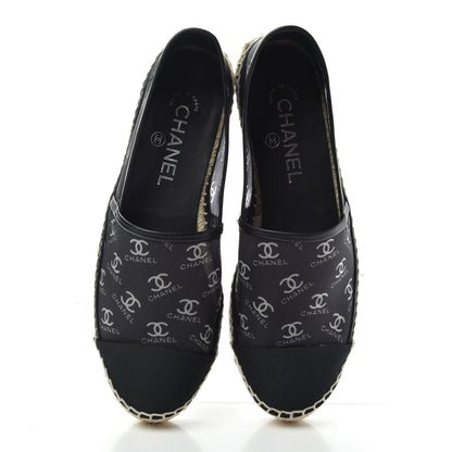 Chanel Mesh Grosgrain CC Espadrilles 38 Black White 5 of 10