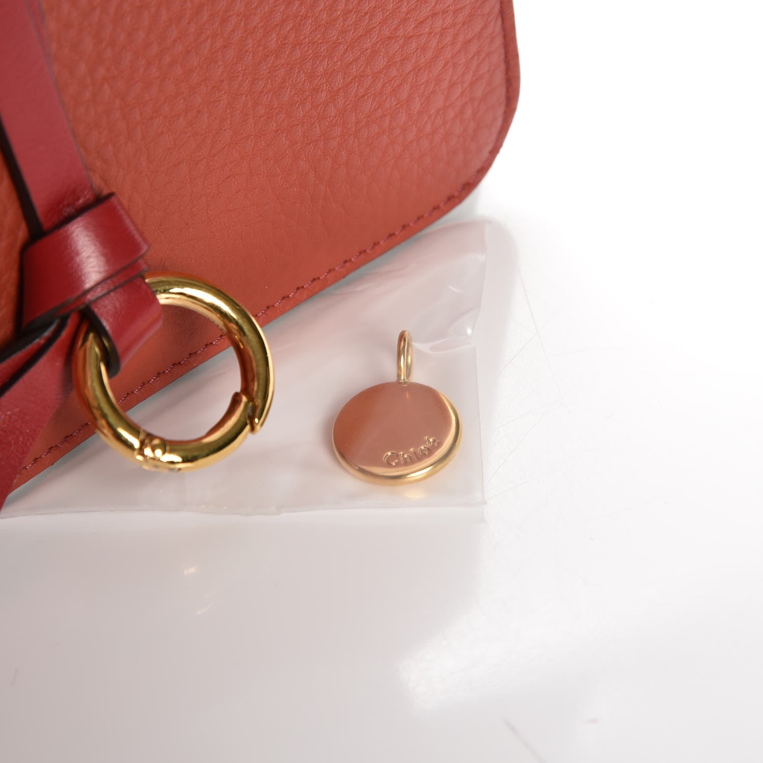 Chloe Grained Calfskin Alphabet Compact Wallet Terracotta Red 10 of 10