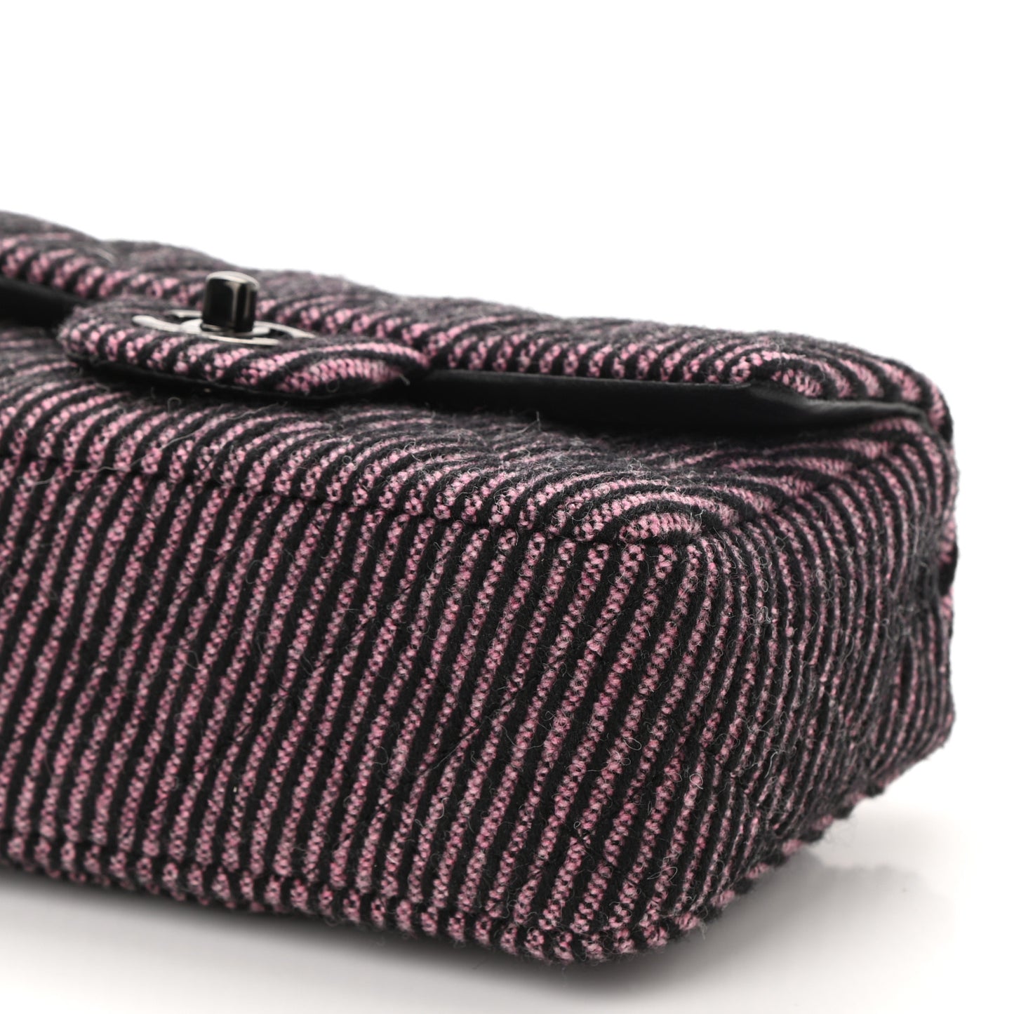 Wool Tweed Quilted Mini Rectangular Flap Pink Black