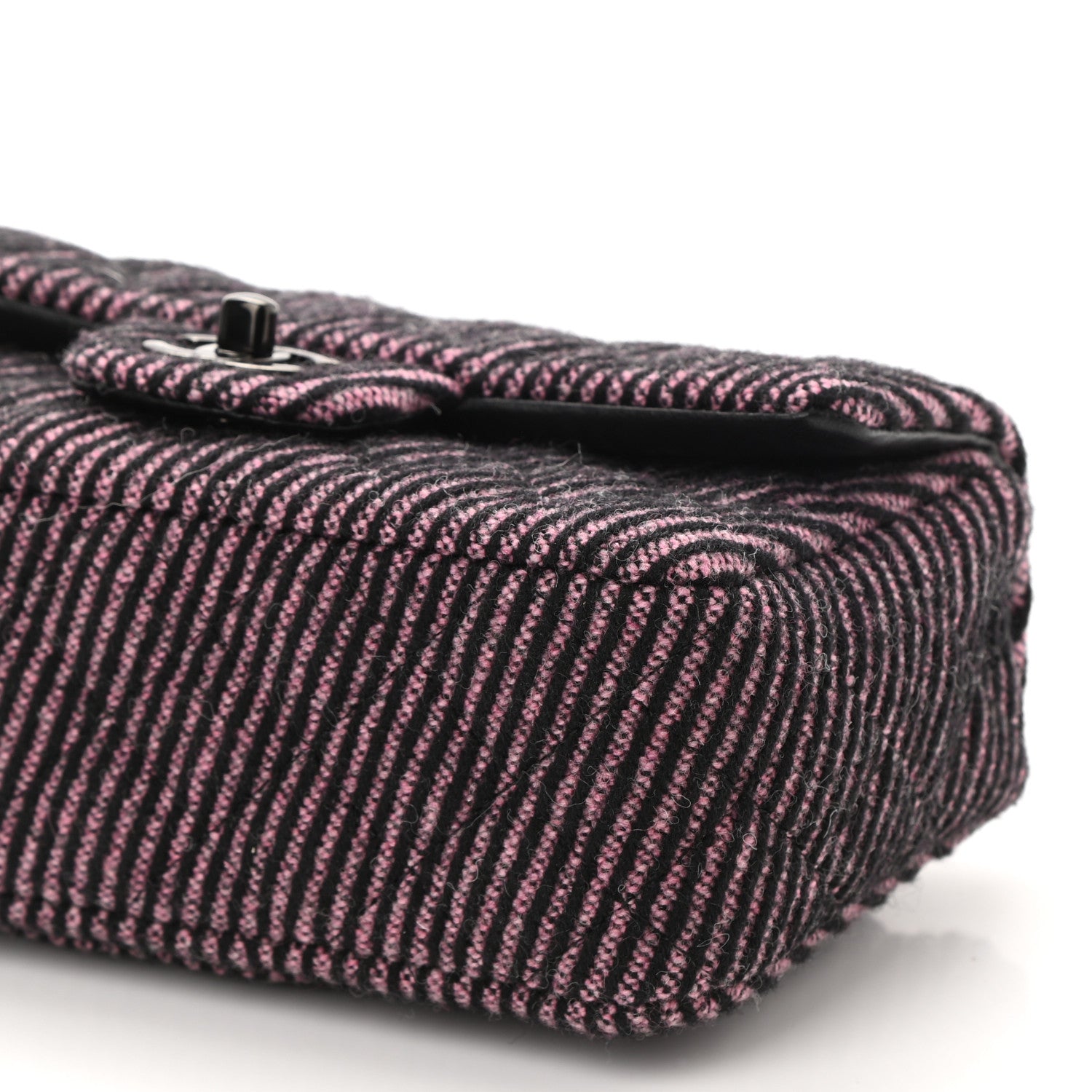 Chanel Wool Tweed Quilted Mini Rectangular Flap Pink Black 10 of 10