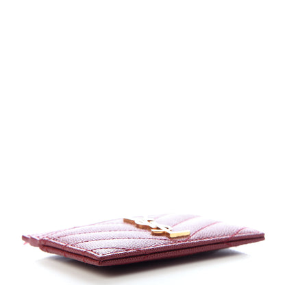 Saint Laurent Grain De Poudre Matelasse Chevron Monogram Credit Card Case New Red 4 of 6