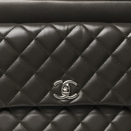 Chanel Lambskin Quilted Bowler Flap Shoulder Bag Khaki 7 of 9