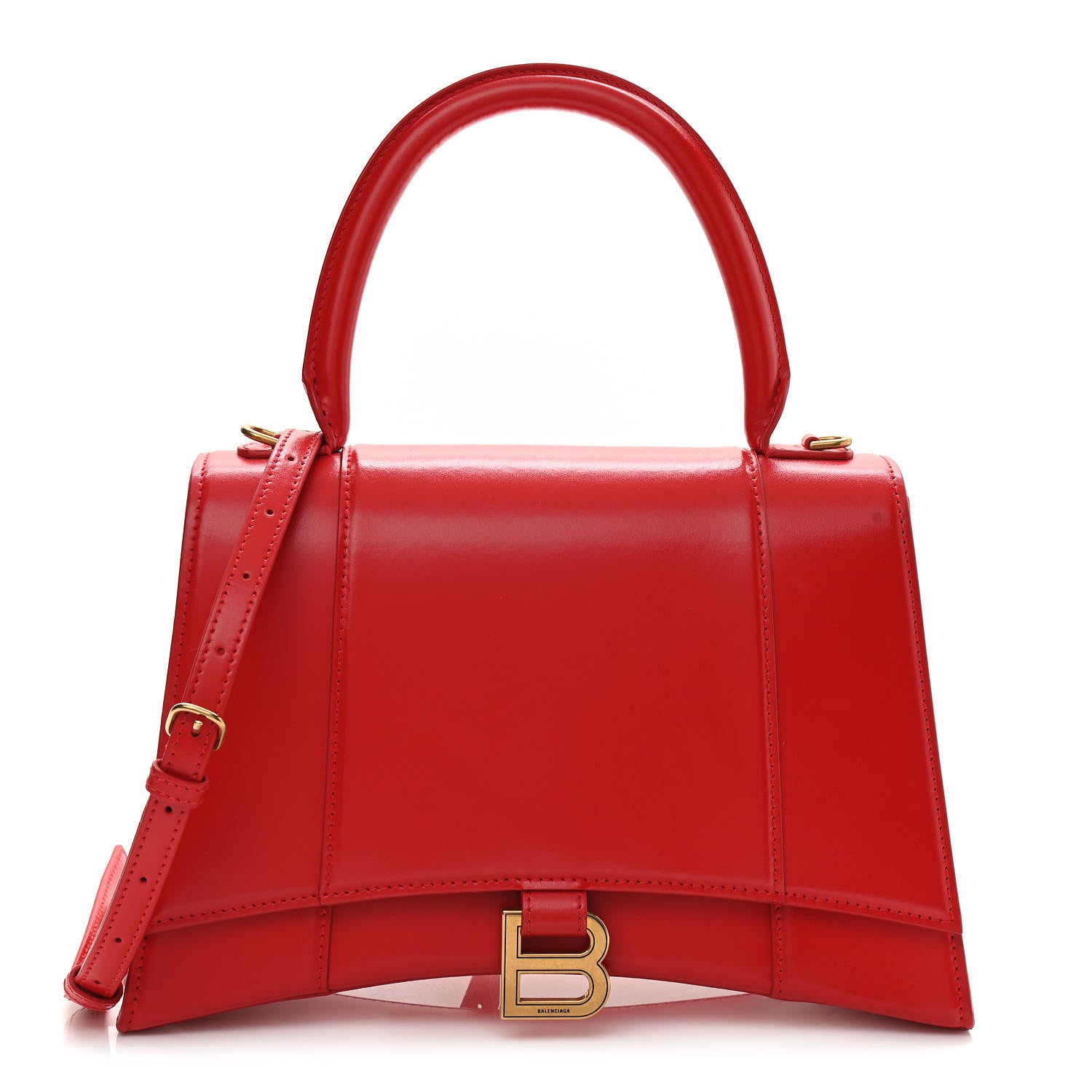 Balenciaga Shiny Box Calfskin Medium Hourglass Top Handle Bag Bright Red 1 of 10