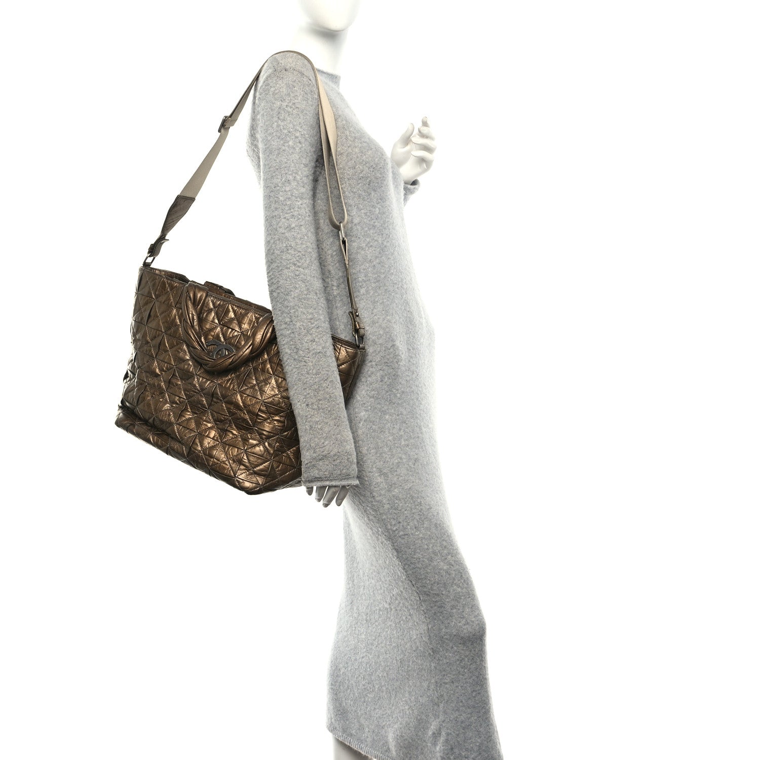 Chanel Metallic Aged Calfskin Quilted Origami Tote Bronze 1878573