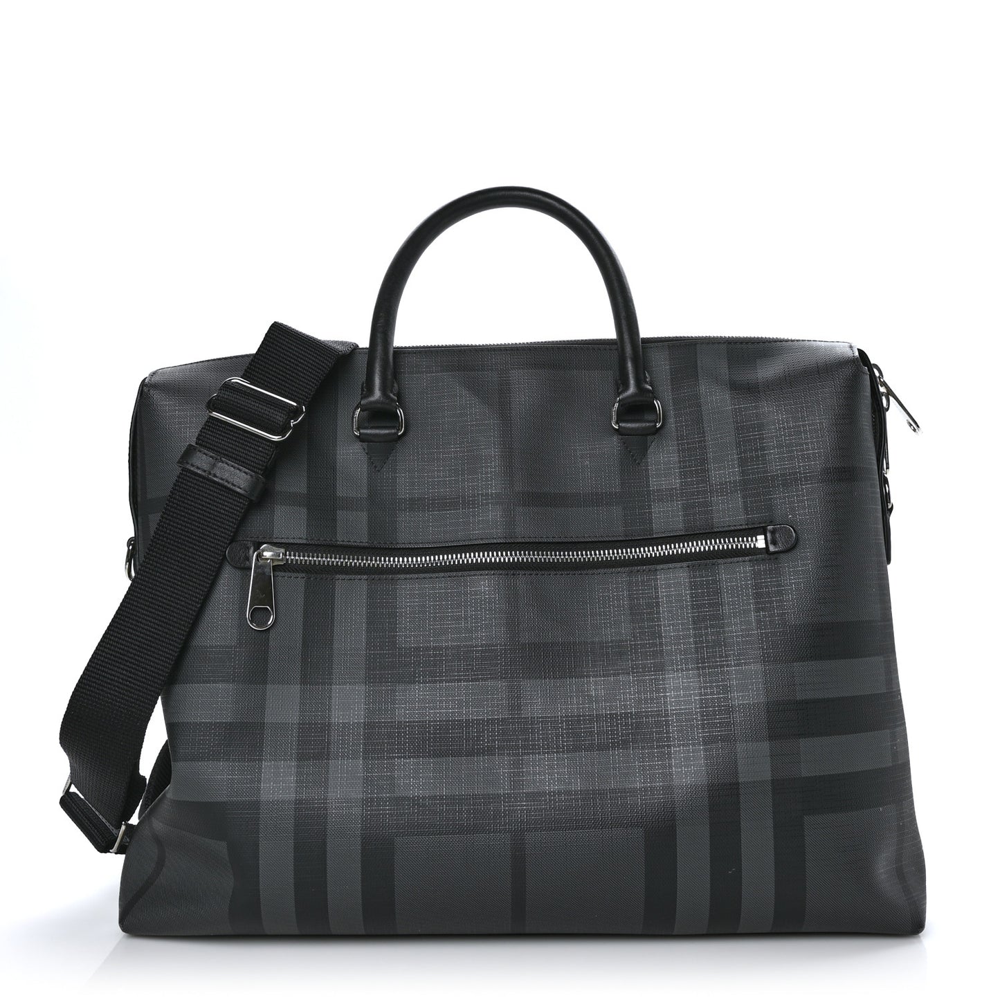 London Check Large Briefcase Black