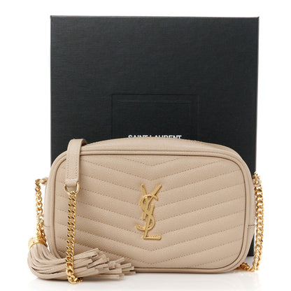 Saint Laurent Grain De Poudre Matelasse Monogram Mini Lou Camera Bag Dark Beige 11 of 11