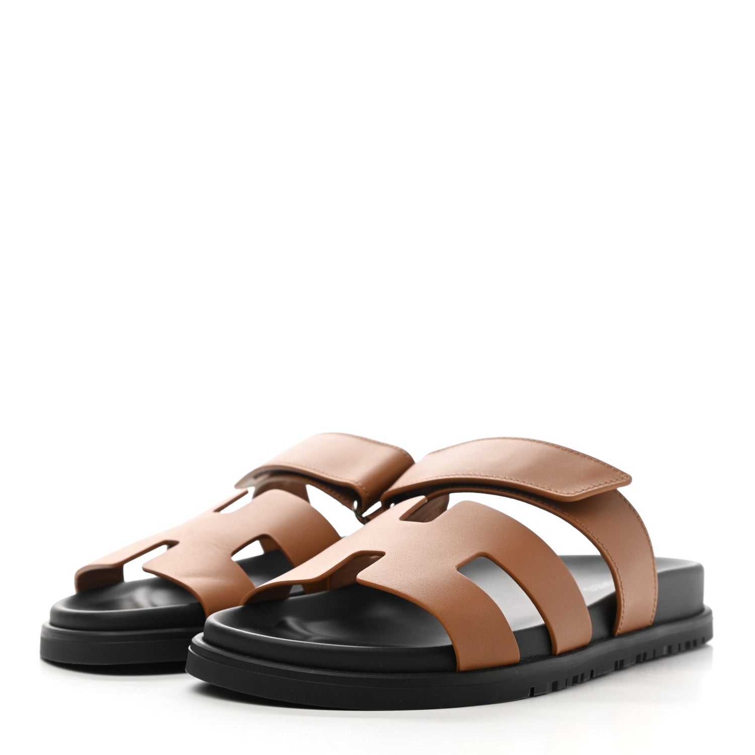 Hermes Calfskin Womens Chypre Sandals 37 Gold 3 of 9