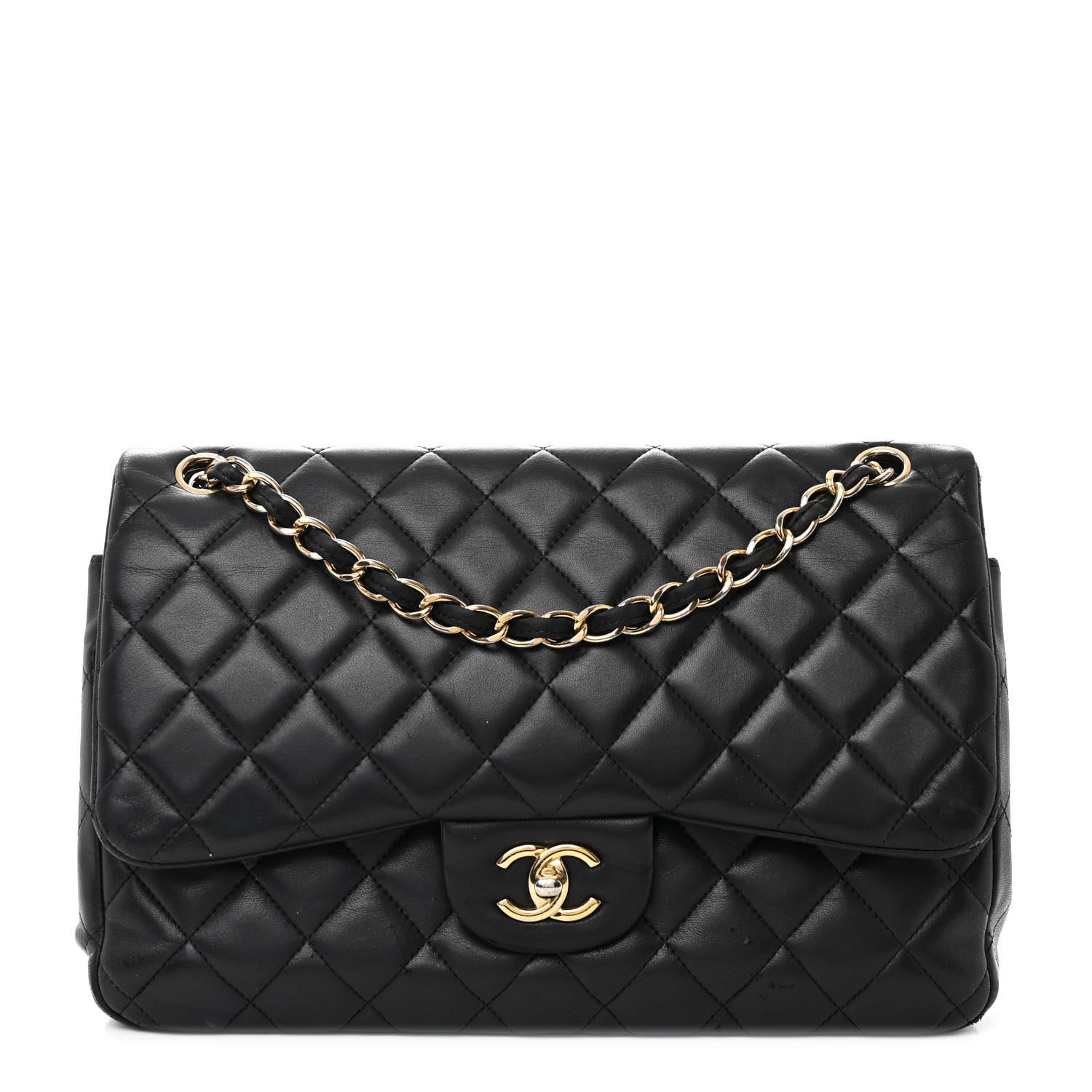 Chanel Lambskin Quilted Jumbo Double Flap Black 1 of 13