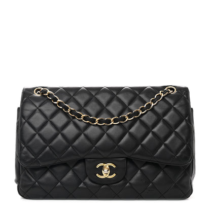 Chanel Lambskin Quilted Jumbo Double Flap Black 1 of 13