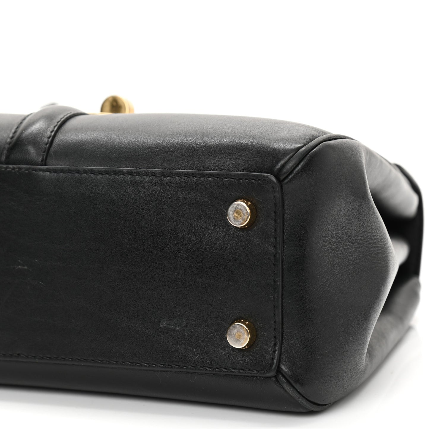 Satinated Calfskin Small 16 Top Handle Bag Black