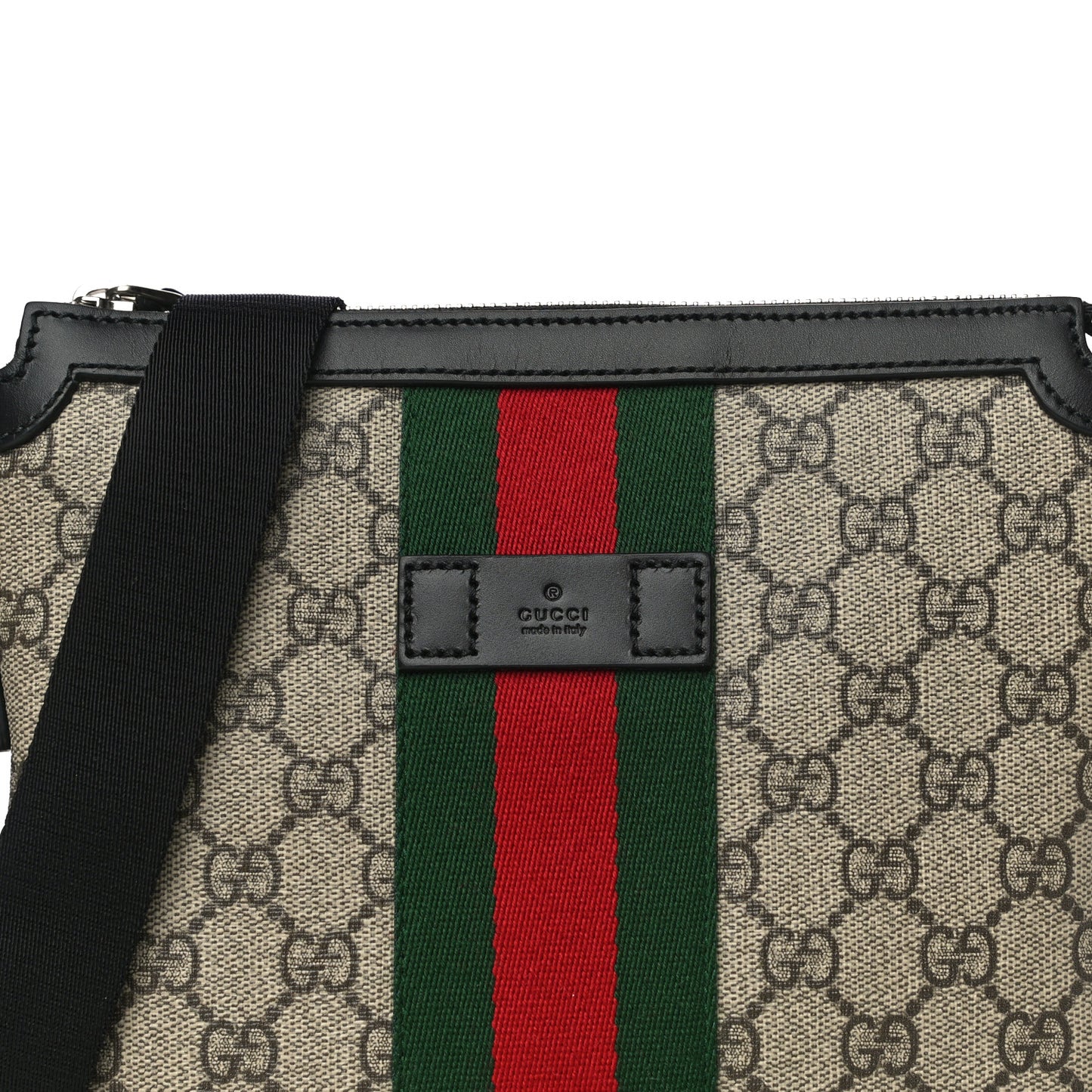 GG Supreme Monogram Web Messenger Bag Black