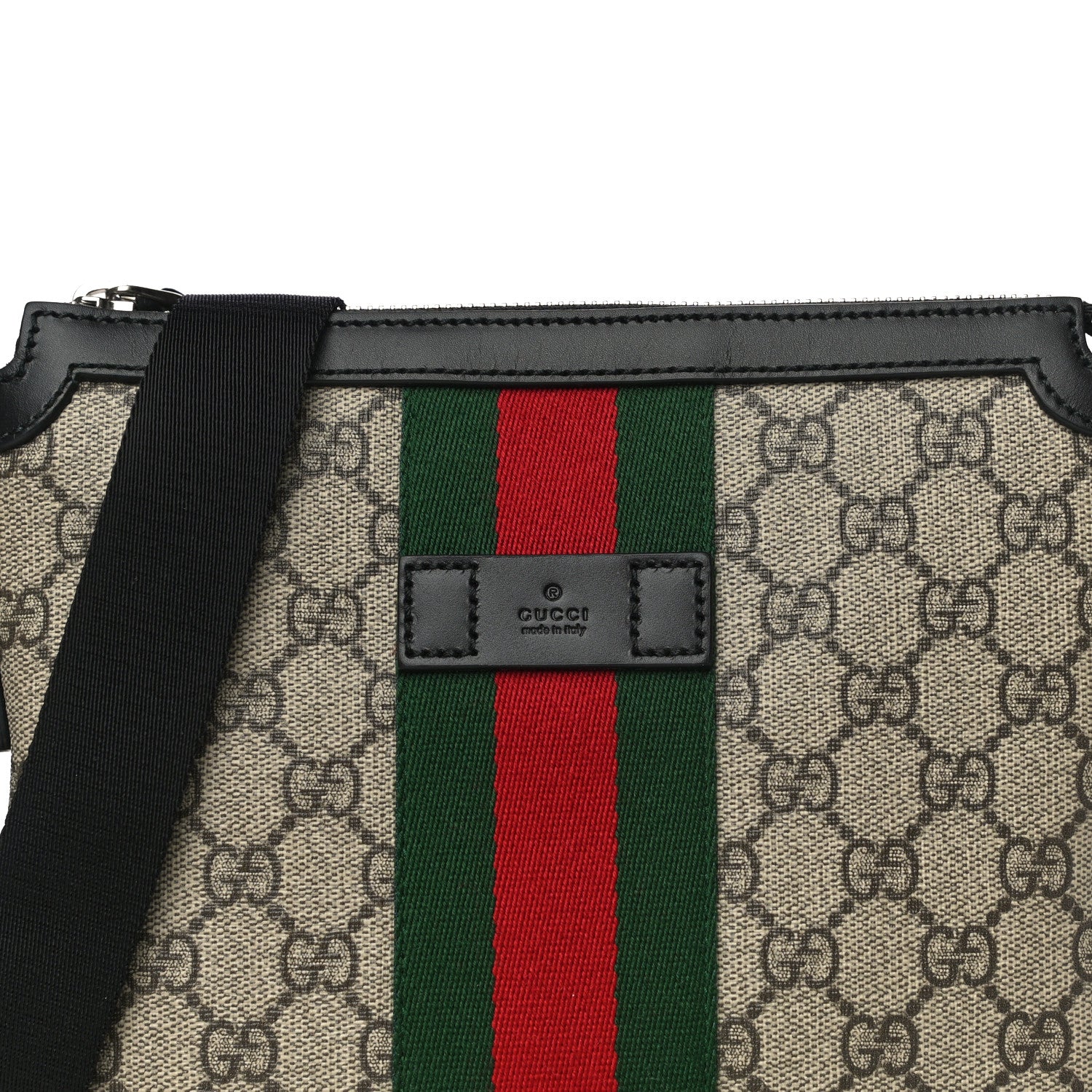 Gucci GG Supreme Monogram Web Messenger Bag Black 7 of 9